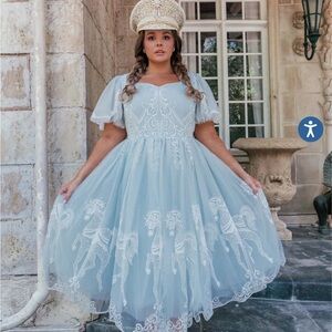 NWT JessaKae carriage dress - light blue. Carousel motif!
